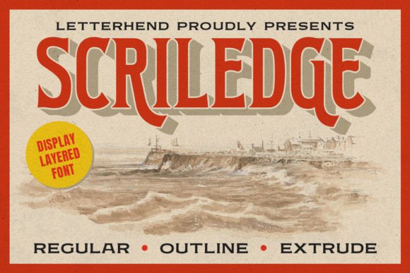 Scriledge: A Layered Display Font for Vintage 3D Craft Projects